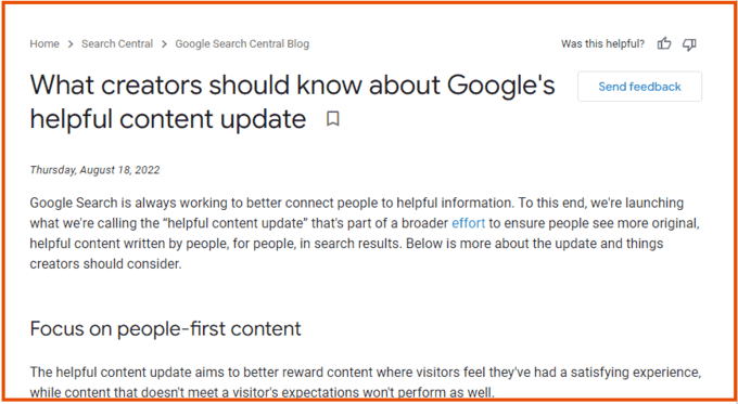 Another New Update Of google helpful content update officially announcement