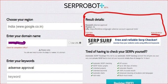 Blog Keyword Ranking Tracking Tool By serprobot