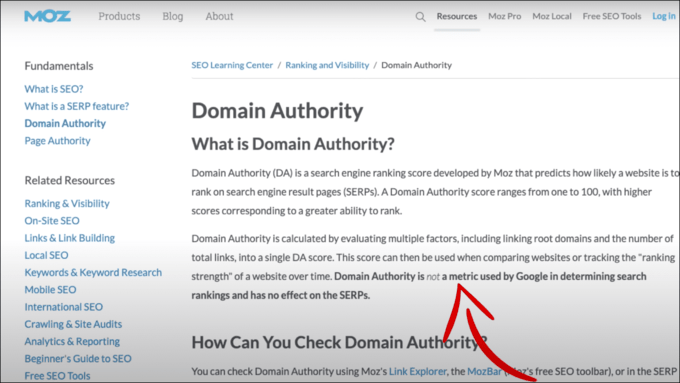 Moz Website Domain Authority Article 